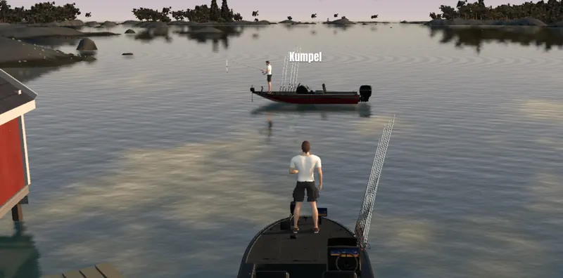 Dwa bass boaty na szkierach, kumpel łowi kawałek dalej